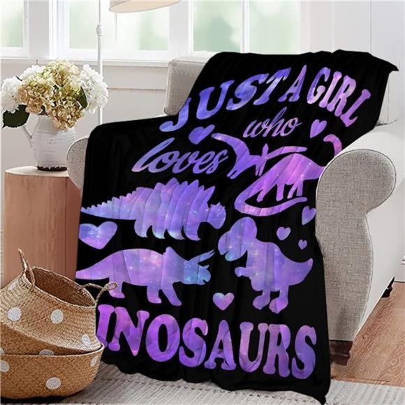 Dinosaur Blanket Gift for Women Kid Plush Just A Girl Who Loves Dinosaurs Throw - Picture 6 of 6